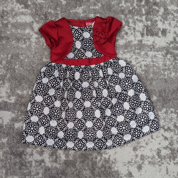 Black & White Dress with Red Shrug | 24M - Picture 1 of 3